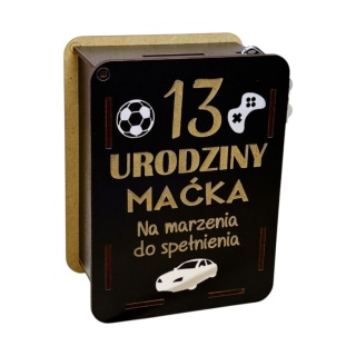 Skarbonka dla Chłopca Czarna Srebrne Zdobienia Piłka Samochód