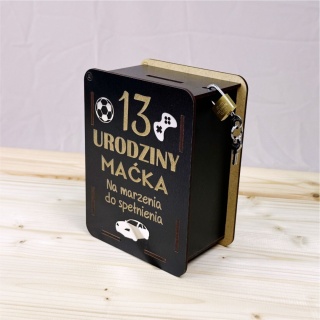 Skarbonka Czarna z grawerem na urodziny - wyjątkowy prezent dla dziecka chłopca