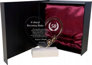 Statuetka Rocznica Ślubu prezent dla pary serce grawer dla Rodziców Teściów