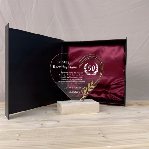 Statuetka Rocznica Ślubu prezent dla pary serce grawer dla Rodziców Teściów