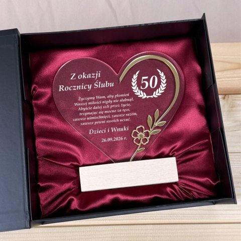 Statuetka Rocznica Ślubu prezent dla pary serce grawer dla Rodziców Teściów