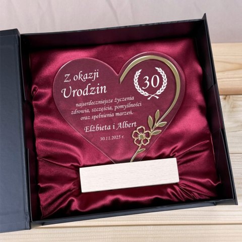 Statuetka Urodzinowa - serce w etui Prezent na urodziny 30 40 50 60 70