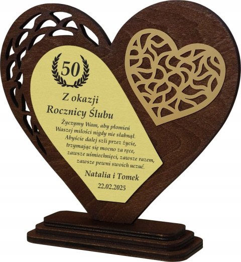 Statuetka na Rocznicę Ślubu - Serce z Grawerem Prezent Personalizowany