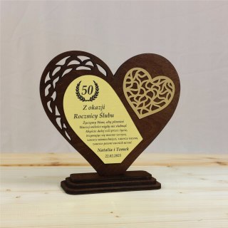 Statuetka na Rocznicę Ślubu - Serce z Grawerem Prezent Personalizowany