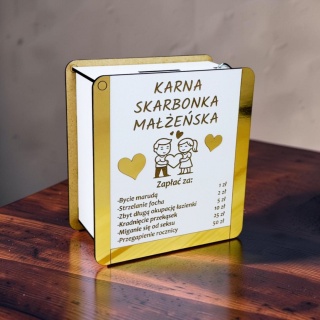 Złota Karna Skarbonka dla Par - Prezent na Rocznicę Ślubu z Grawerem