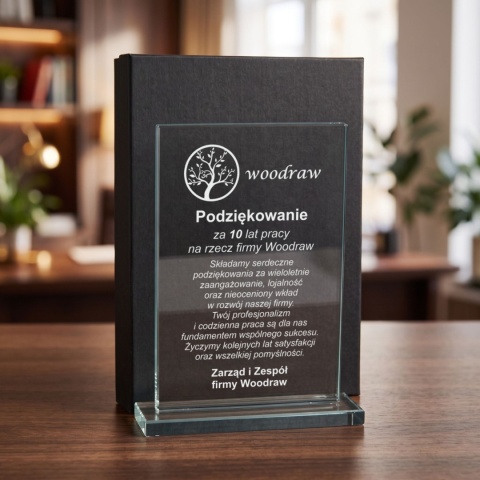Grawerowane podziękowanie za lata pracy dla partnera biznesowego