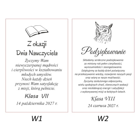 warianty graweru dla prezentu dla nauczyciela